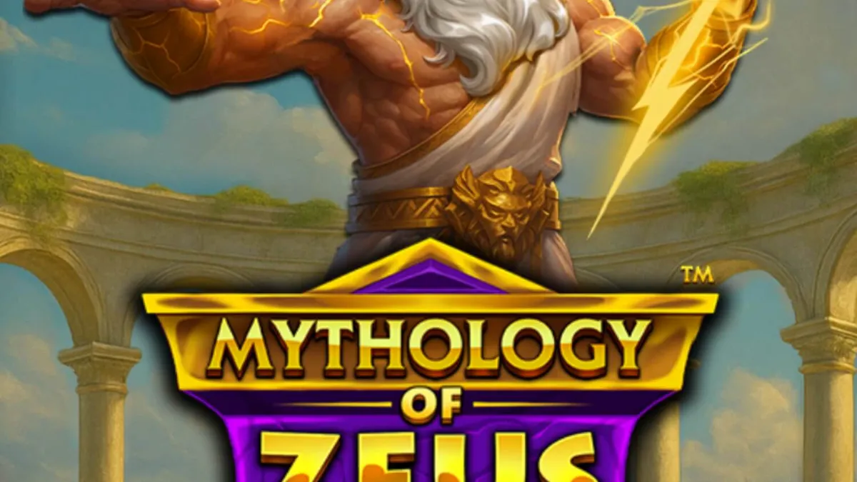 Isang visual na representasyon ng Mythology of Zeus™ QUADCHARGE™ slot na nagpapakita ng mga simbolo ng kidlat at mga diyos ng Olympus.